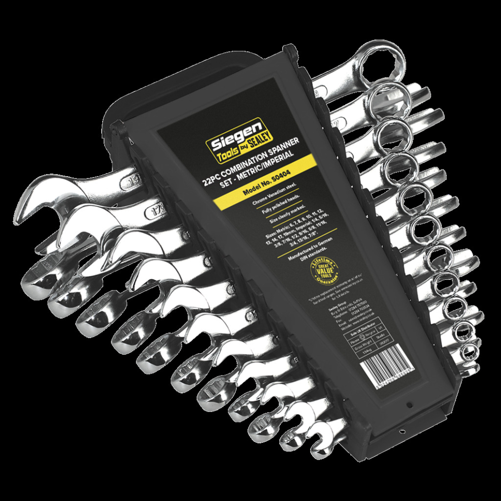 Sealey Combination Spanner Set 22Pc Metric/Imperial