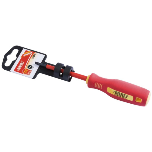 Draper Fully Insulated Plain Slot Screwdriver, 2.5 x 75mm