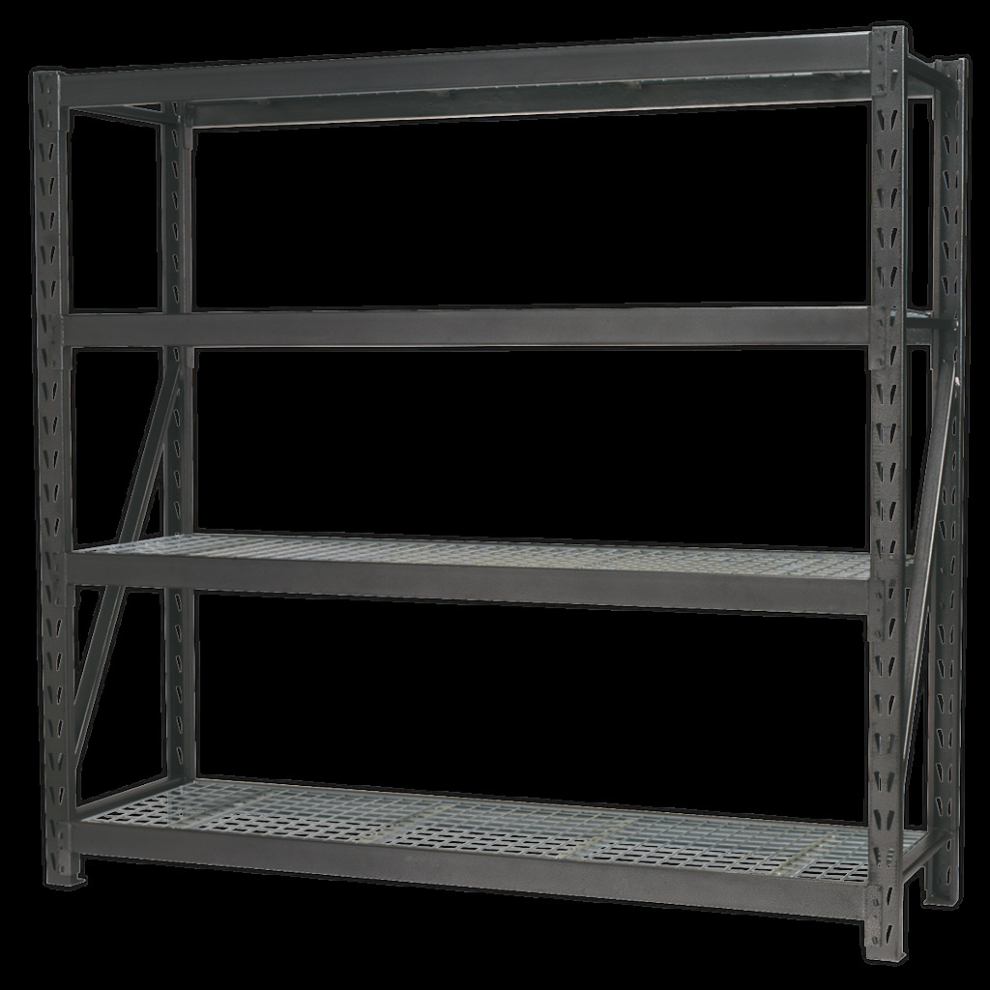Heavy-Duty Racking Unit with 4 Mesh Shelves 640kg Capacity Per Level 1956mm