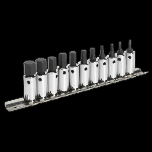Sealey Hex Socket Bit Set 11pc 1/4"Sq Drive Metric