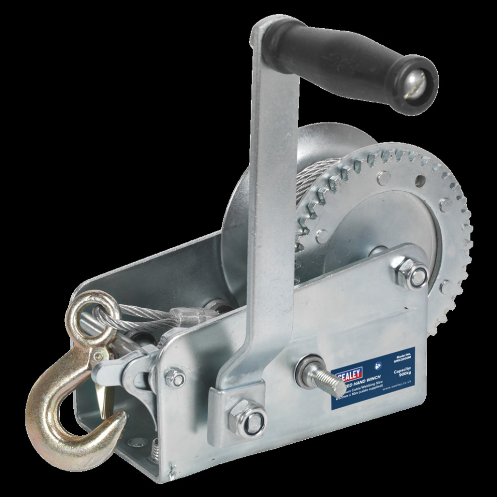 Sealey Geared Hand Winch 900Kg Capacity With Cable