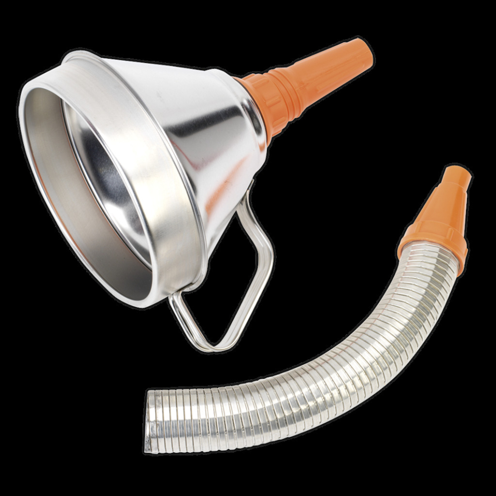 Sealey Funnel Metal With Flexible Spout & Filter Ø160mm