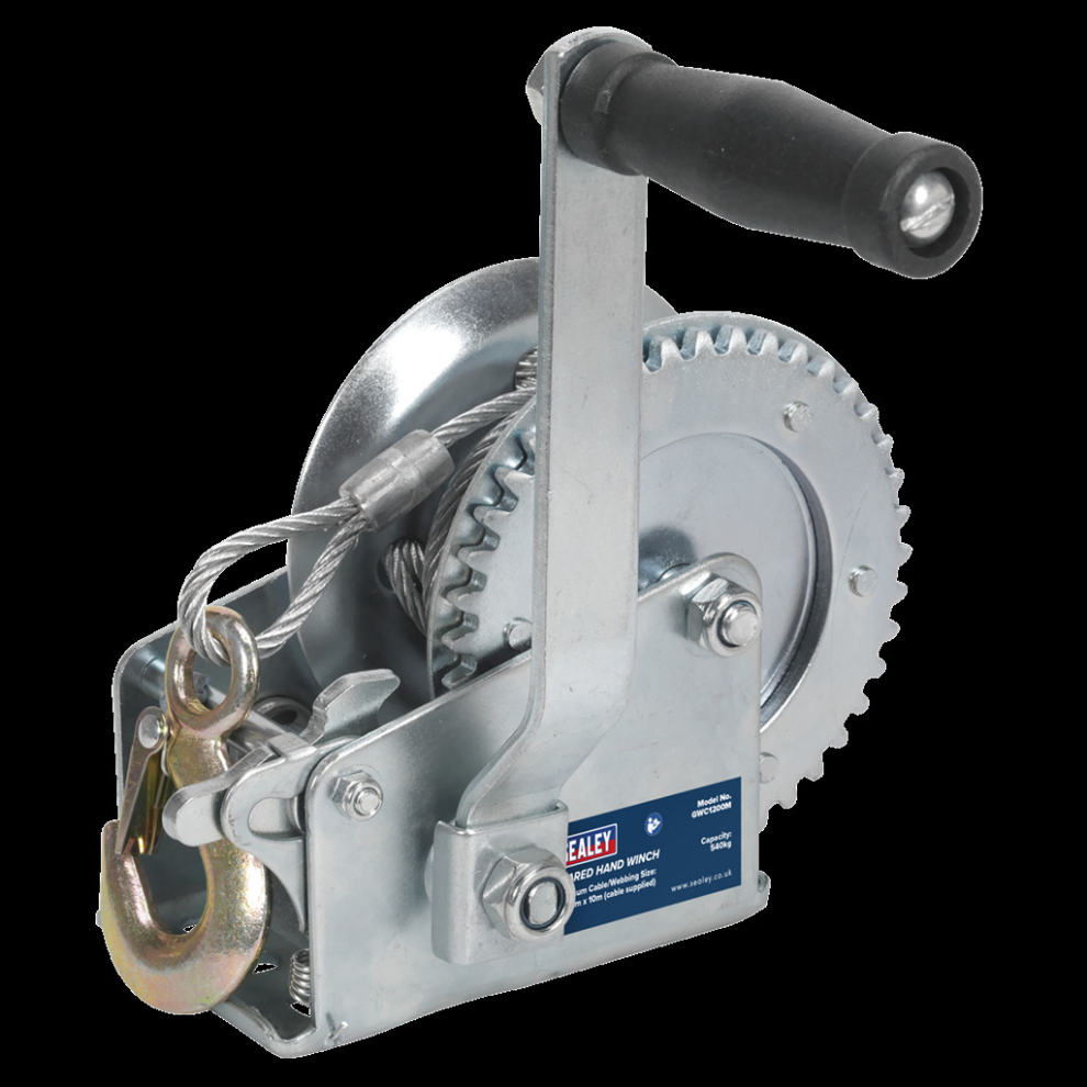 Sealey Geared Hand Winch 540Kg Capacity With Cable