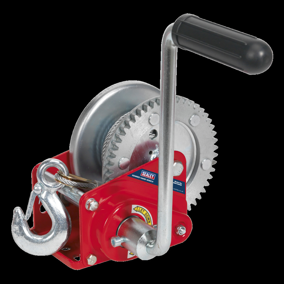 Sealey Geared Hand Winch With Brake & Cable 540Kg Capacity