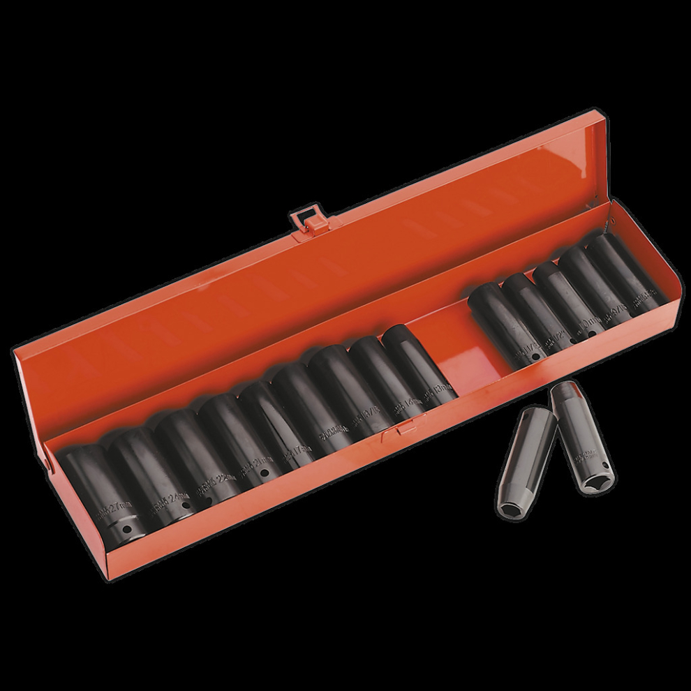 Impact Socket Set 16pc Deep 1/2"Sq Drive Metric/Imperial