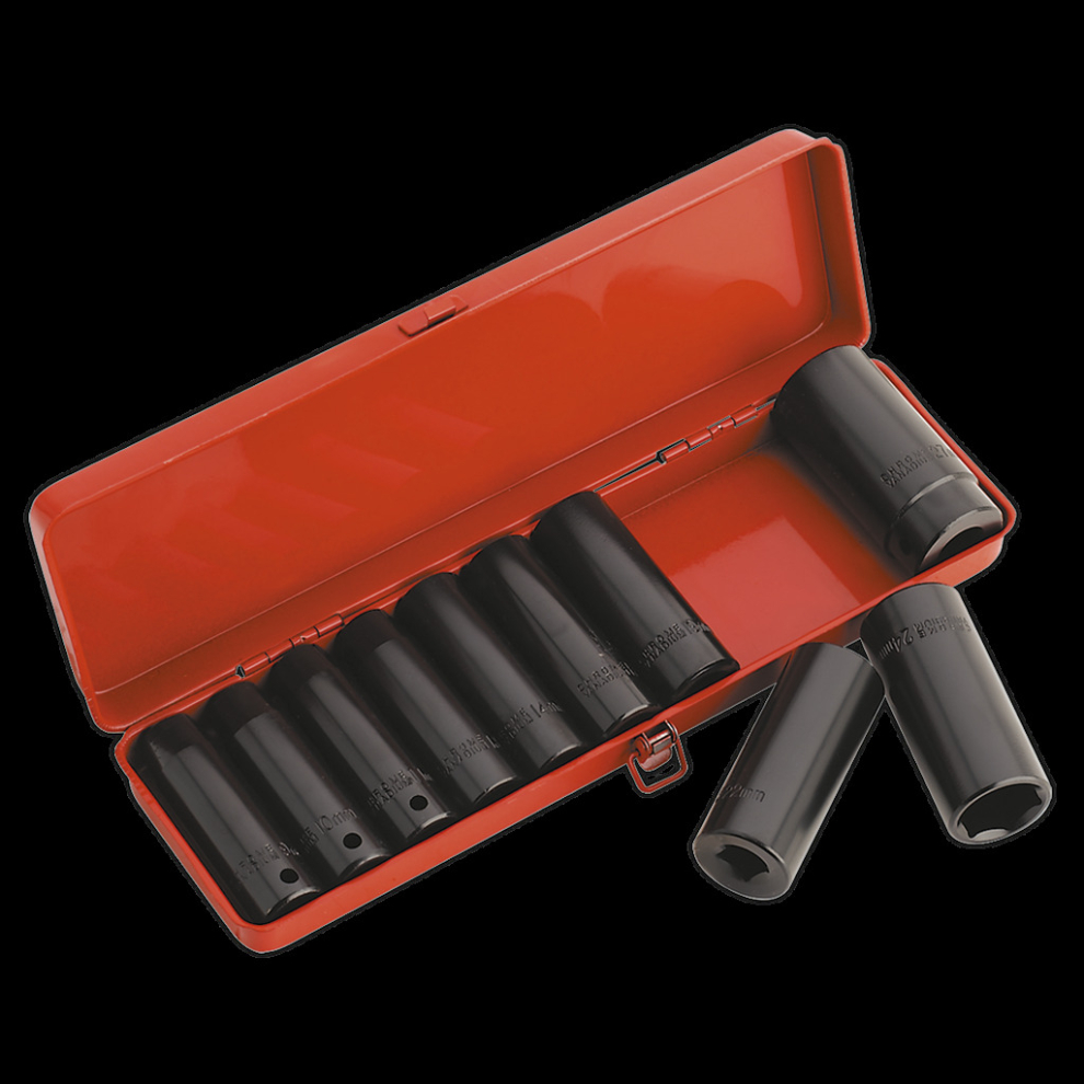 Sealey Impact Socket Set 10Pc 1/2"Sq Drive Deep Metric Size 10
