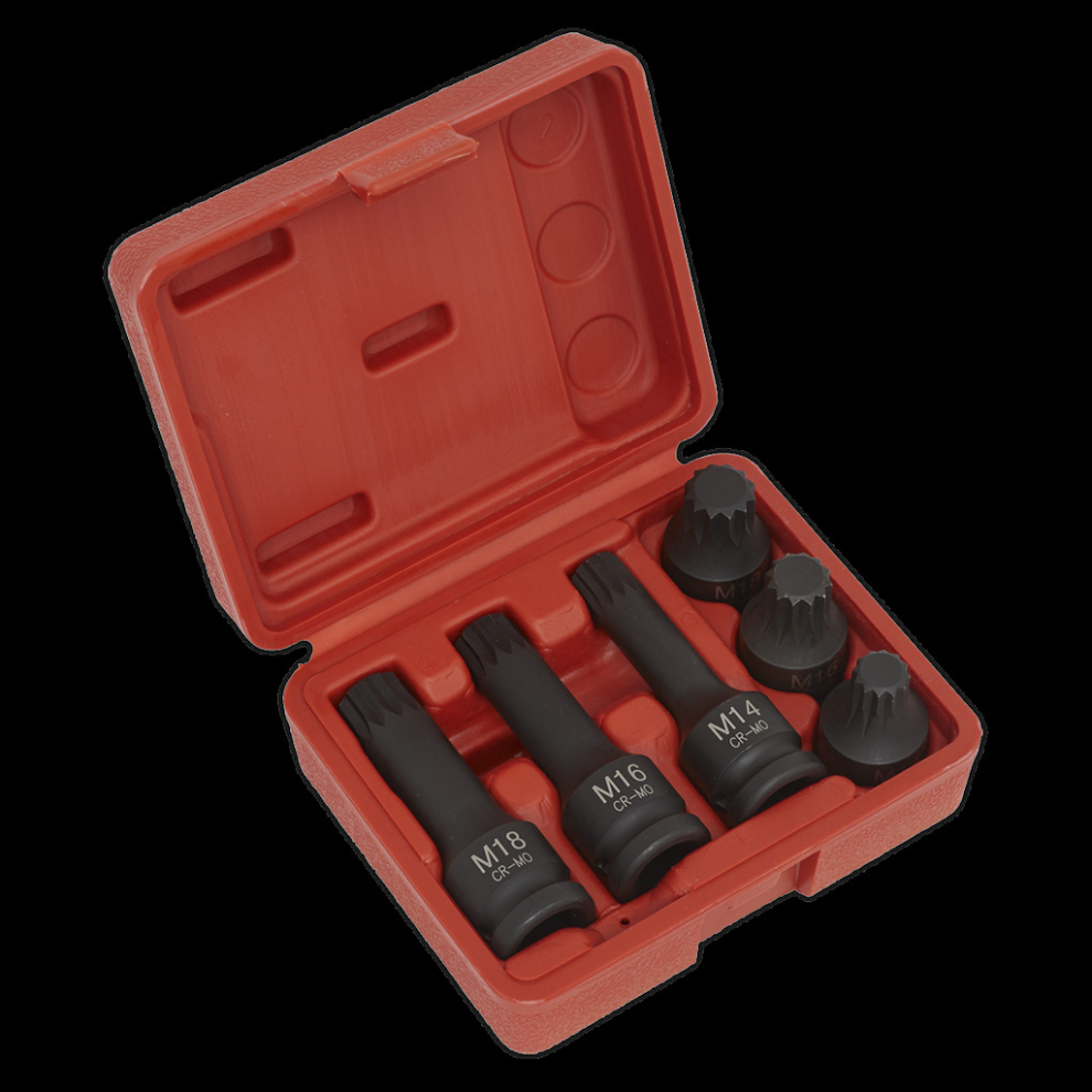 Impact Spline Socket Bit Set 6pc 1/2"Sq Drive