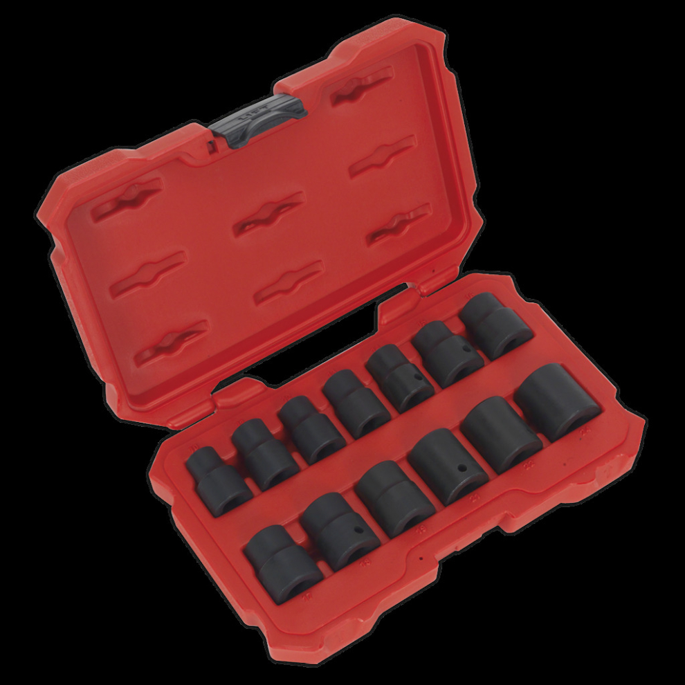 Impact Socket Set 13pc 1/2"Sq Drive Lock-On? 6pt Metric
