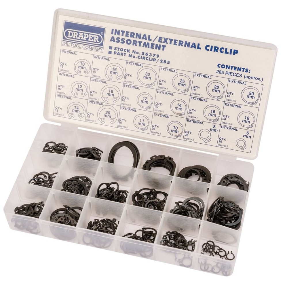 Draper Internal And External Circlip Assortment (285 Piece)