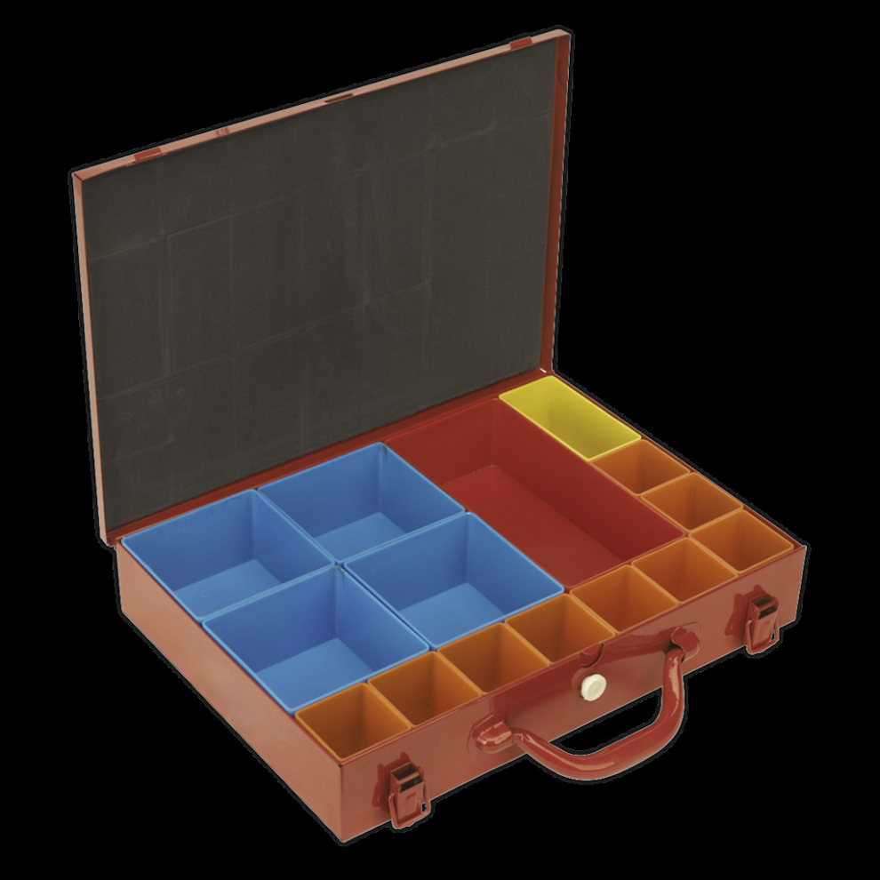 Metal Case with 15 Storage Bins
