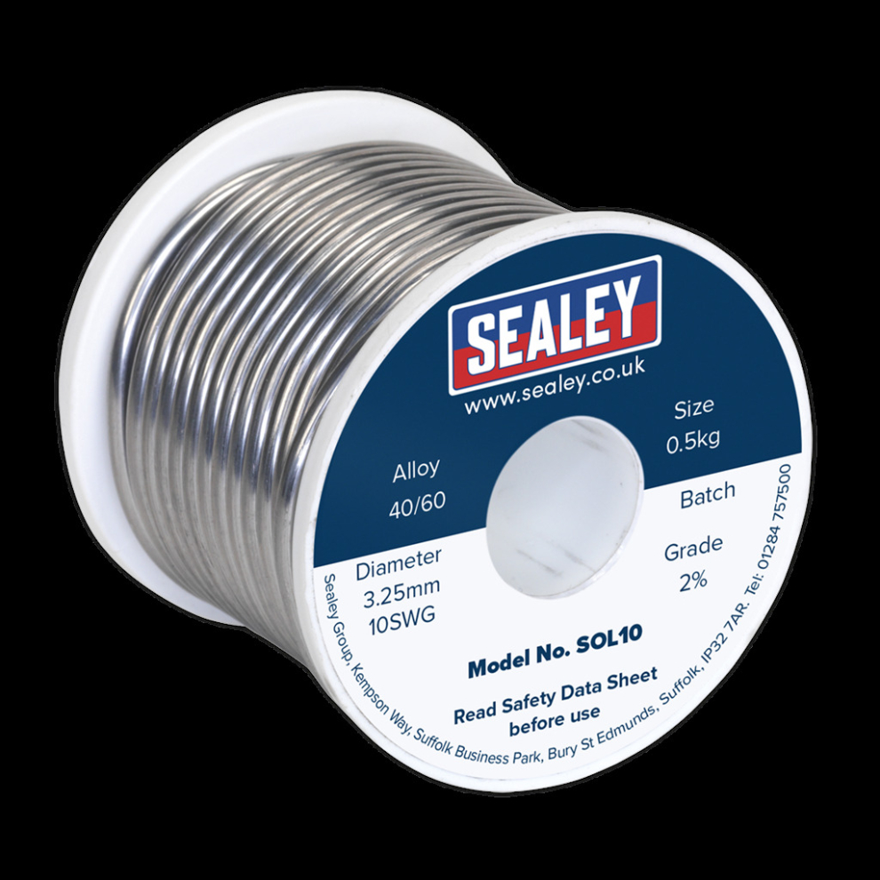 Sealey Solder Wire Quick Flow 3.25Mm/10Swg 40/60 0.5Kg Reel