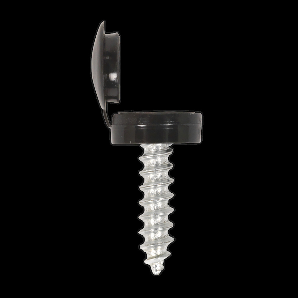 Numberplate Screw & Flip Cap 4.2 x 19mm Black Pack of 50
