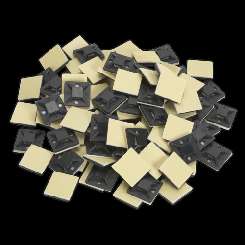 Sealey Self-Adhesive Cable Tie Mount 20 x 20mm Black Pack of 100