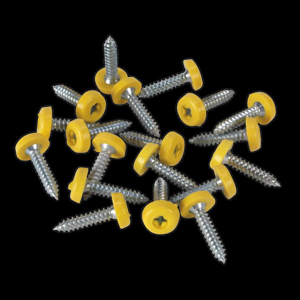 Numberplate Screw Plastic Enclosed Head 4.8 x 24mm Yellow Pack of 50