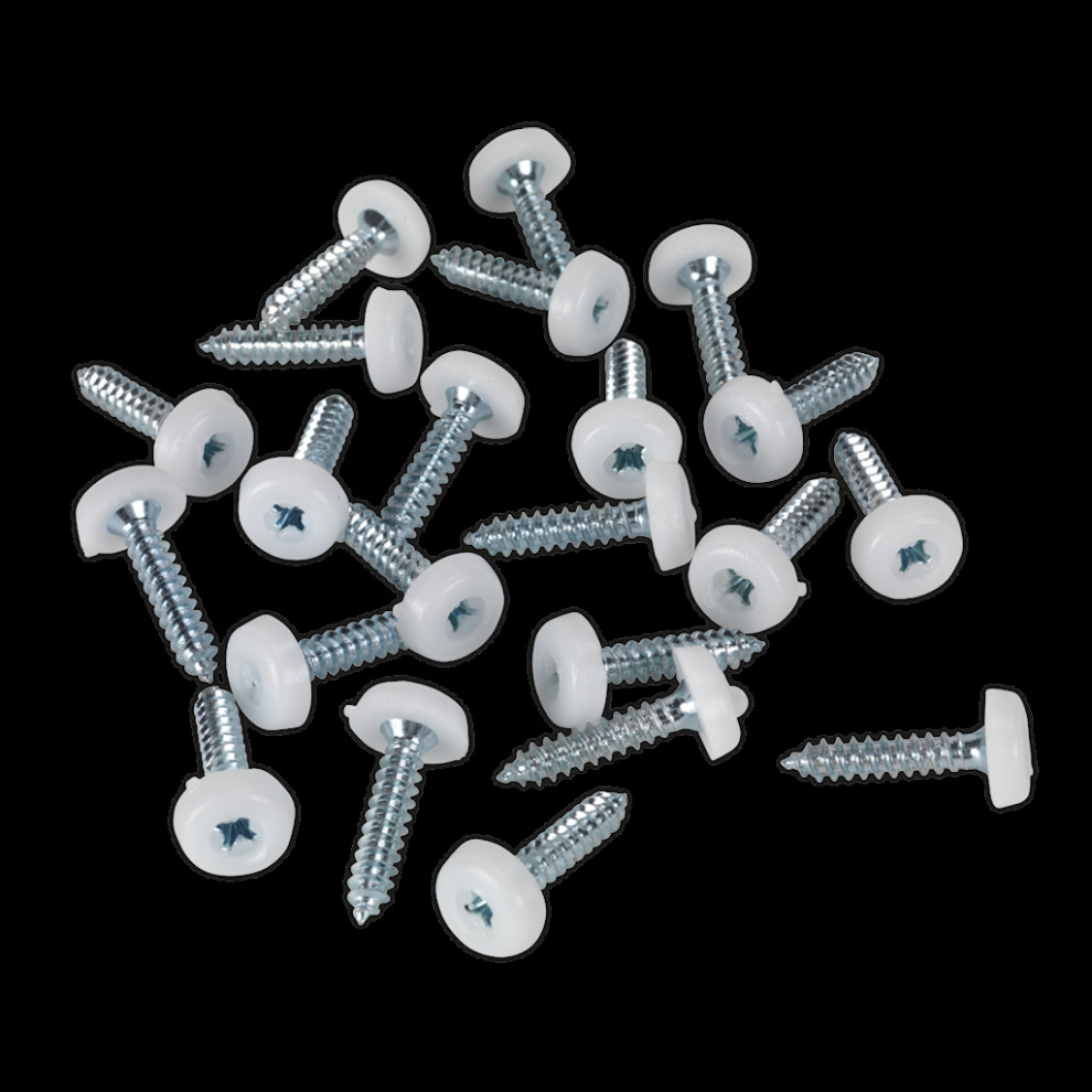 Numberplate Screw Plastic Enclosed Head 4.8 x 24mm White Pack of 50