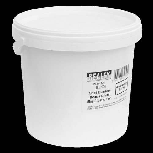Sealey Shot Blasting Beads Glass 5kg Plastic Tub