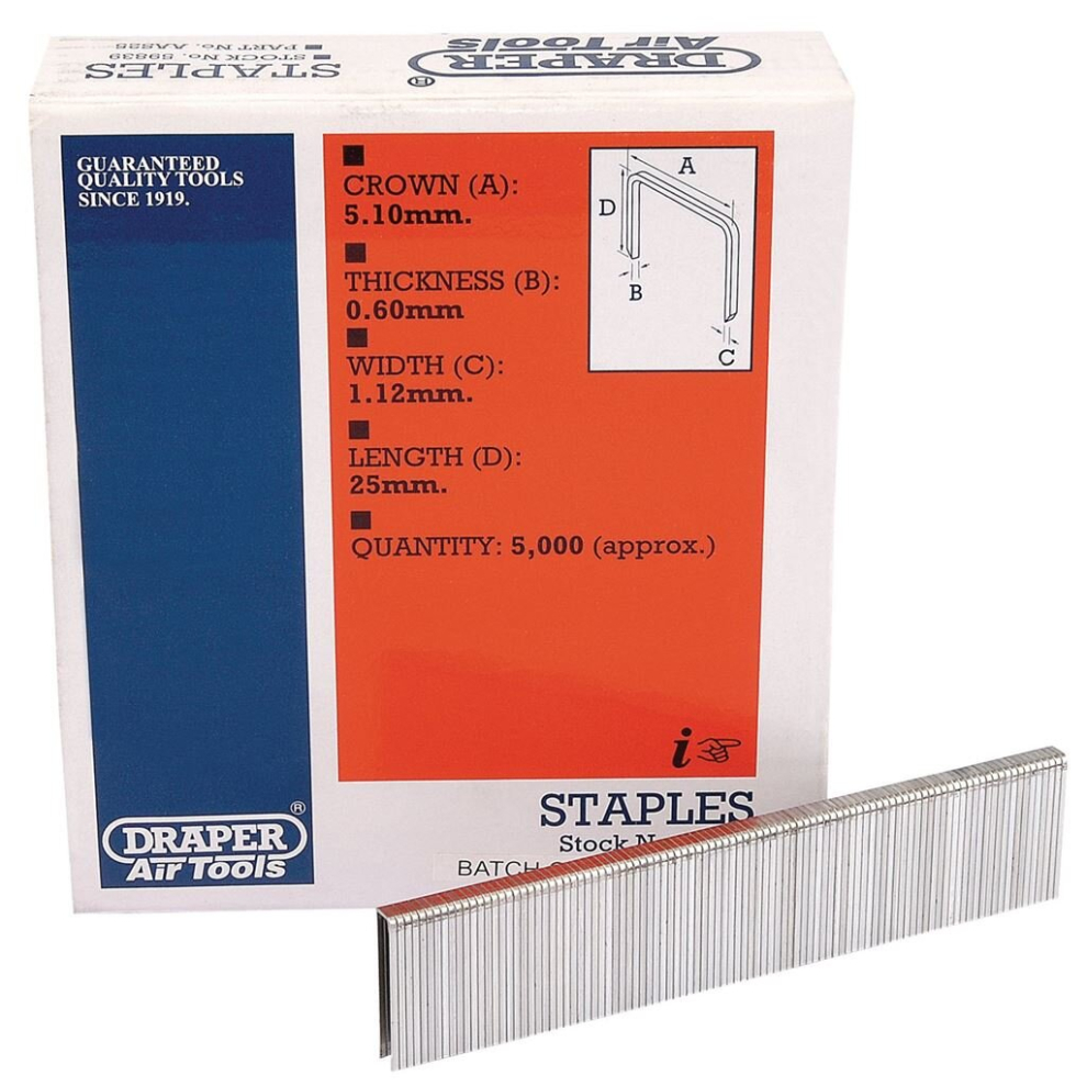 Draper Staples, 25Mm (5000)