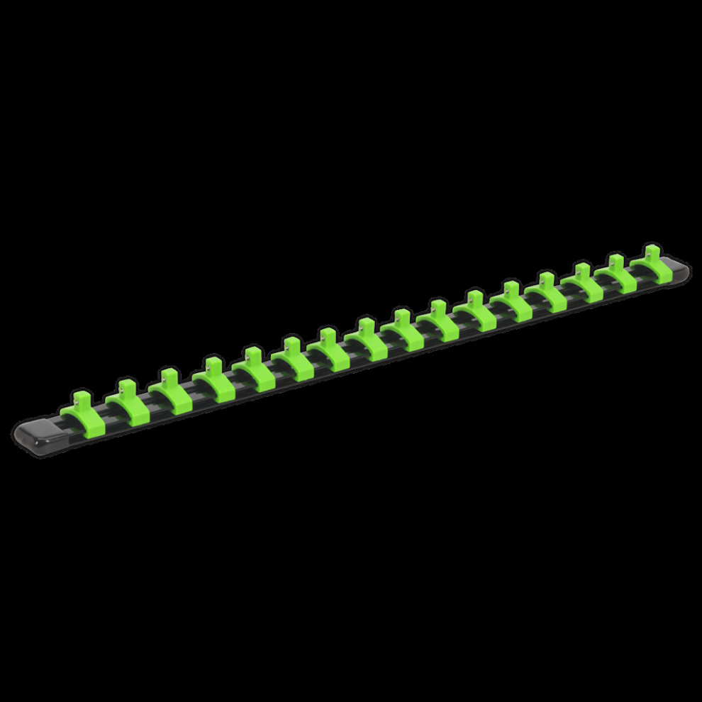 Sealey Socket Retaining Rail With 16 Clips 1/4"Sq Drive - Hi-Vis Green