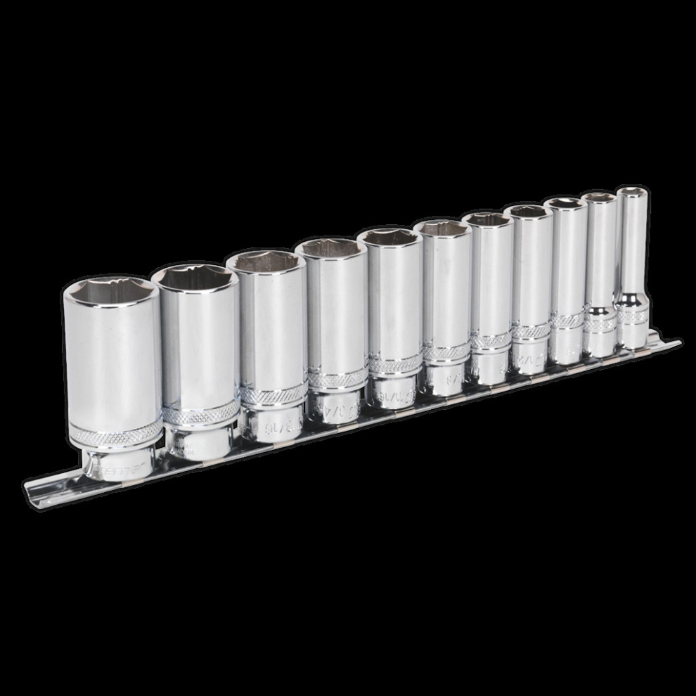 Sealey Socket Set 11Pc 3/8"Sq Drive Deep Lock-On? 6Pt Imperial