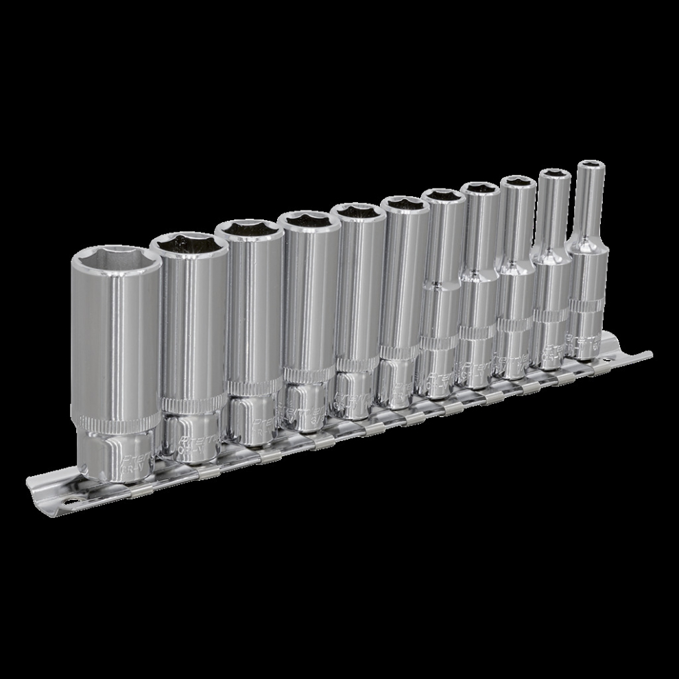 Sealey Socket Set 11Pc 1/4"Sq Drive Deep Walldrive® Imperial