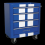 Rollcab 4 Drawer Retro Style - Blue with White Stripes 1