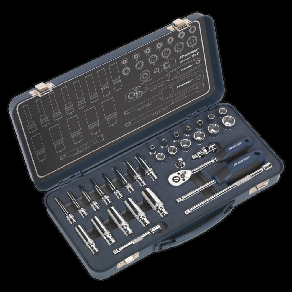 Socket Set 32pc 1/4"Sq Drive Lock-On? 6pt Metric