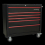 Sealey Rollcab 6 Drawer Wide Retro Style - Black with Red Anodised Drawer Pulls 1