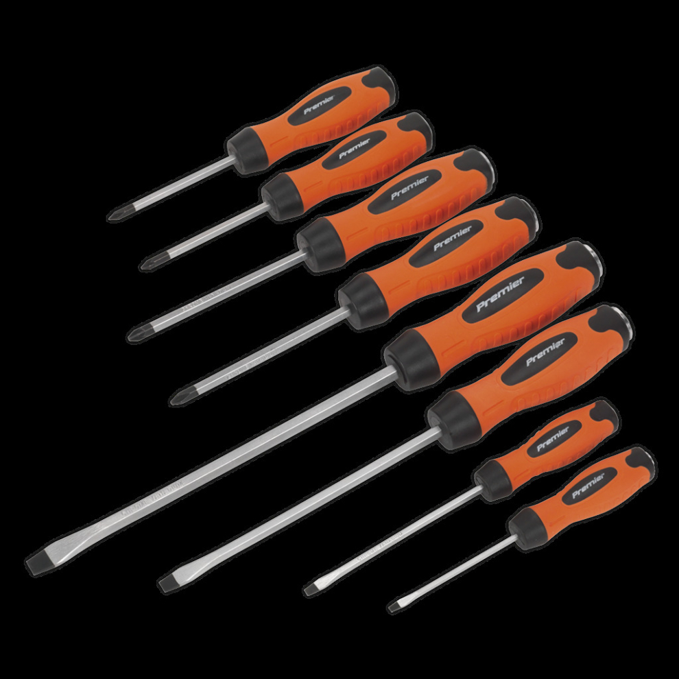 Sealey Screwdriver Set 8Pc Hammer-Thru Hi-Vis Orange