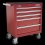 Sealey Rollcab 5 Drawer with Ball-Bearing Slides - Red 1
