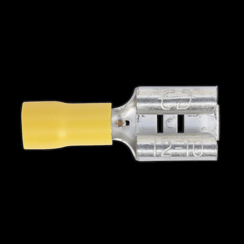 Sealey Push-On Terminal 9.5Mm Female Pack Of 100 Yellow