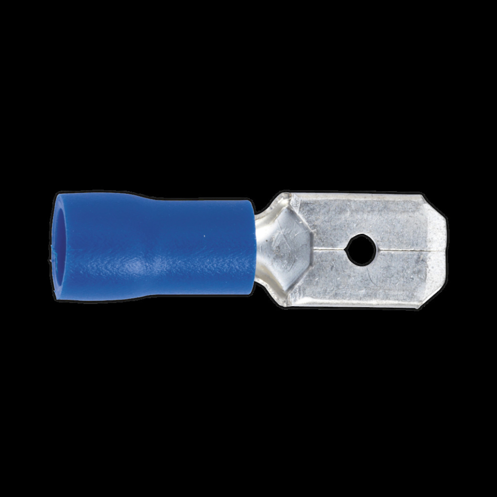 Sealey Push-On Terminal 6.3Mm Male Pack Of 100 Blue