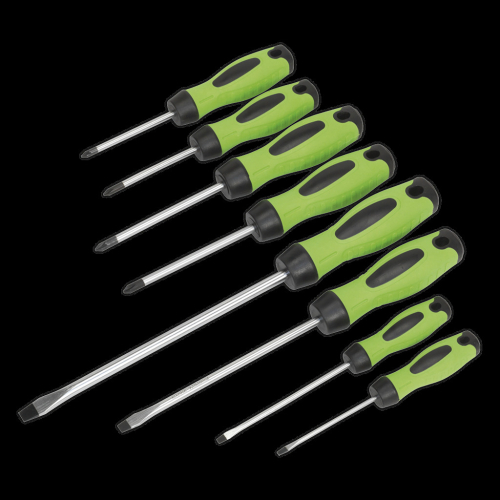 Sealey Screwdriver Set 8pc Hi-Vis Green