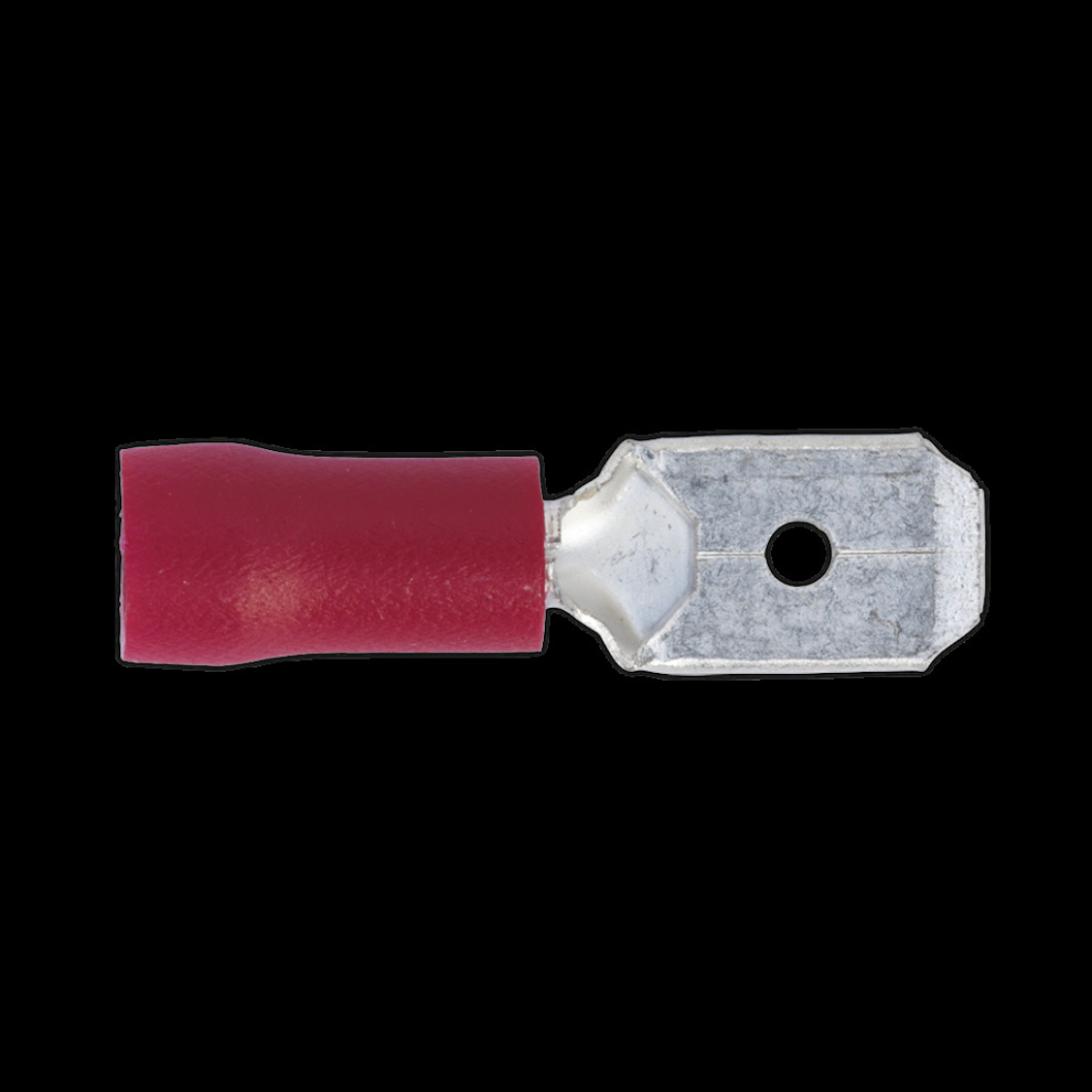 Sealey Push-On Terminal 6.3Mm Male Pack Of 100 Red