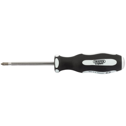 Draper Pound Thru' PZ TYPE Soft Grip Screwdriver, No.1 x 75mm