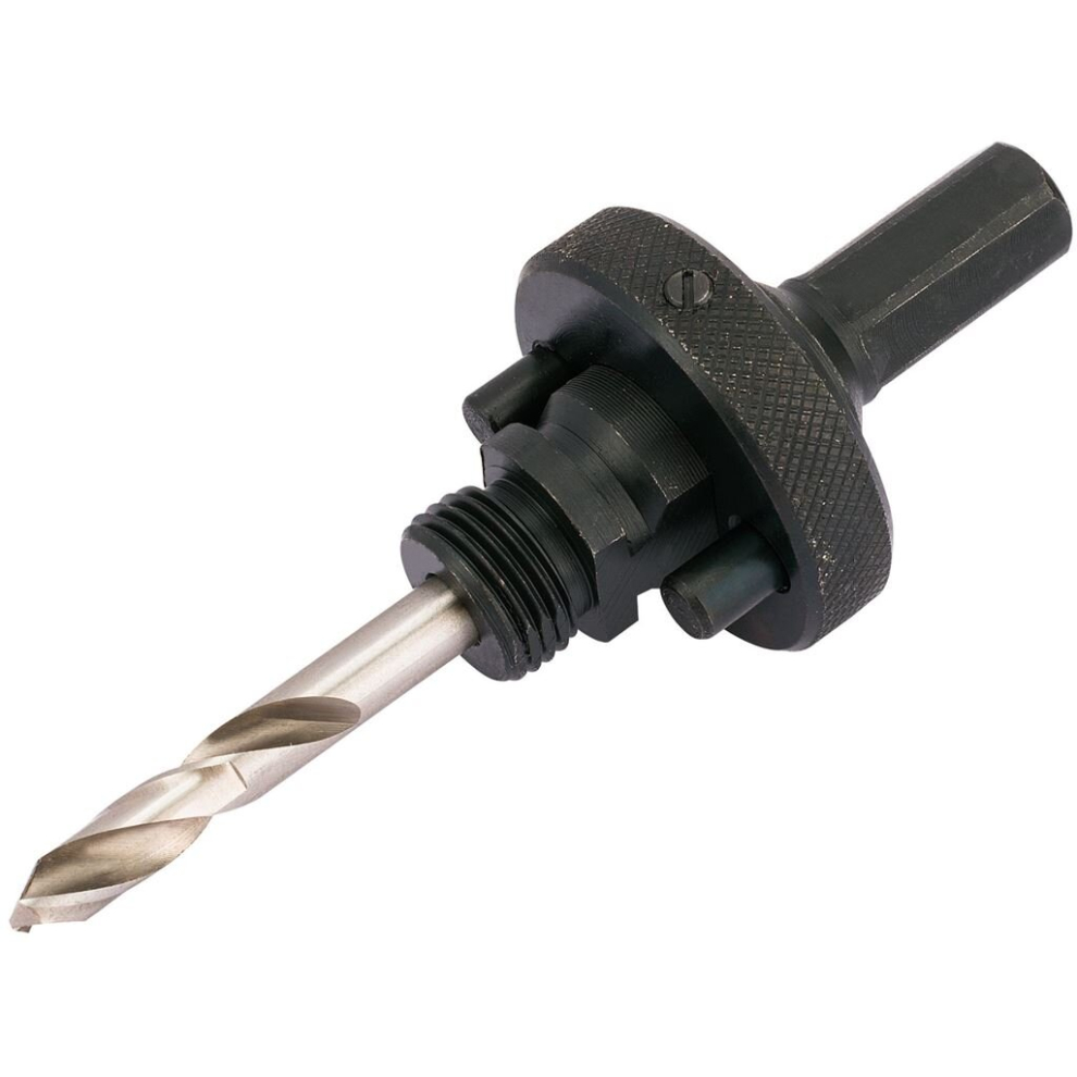 Quick Release Hex. Shank Holesaw Arbor with HSS Pilot Drill for Holesaws 32 - 210mm, 7/16"" Thread