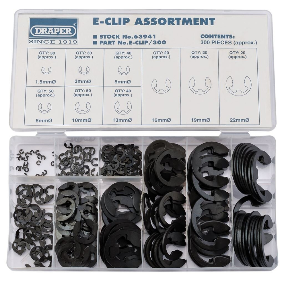 Draper E-Clip Assortment (300 Piece)