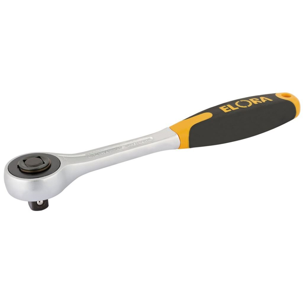 Elora Push Through Soft Grip Reversible Ratchet, 1/2"" Sq. Dr., 200mm