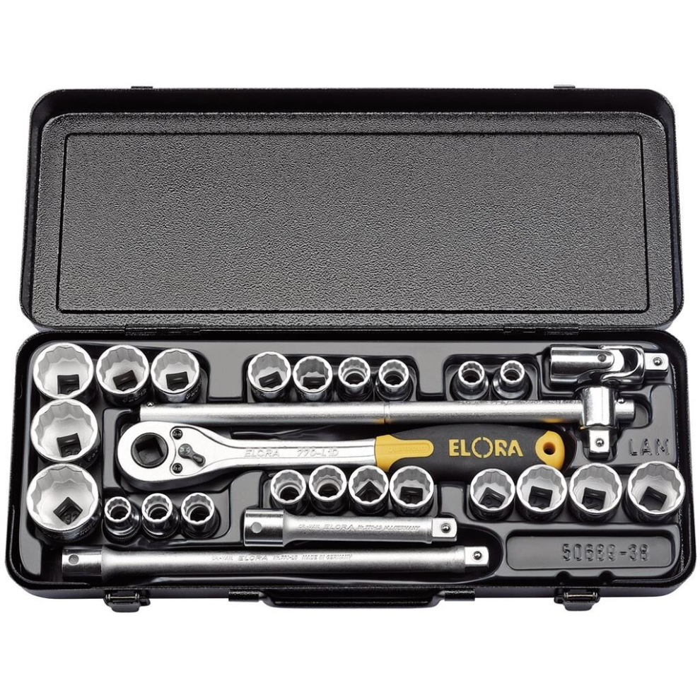 Elora Metric and Imperial Socket Set, 1/2"" Sq. Dr. (28 Piece)