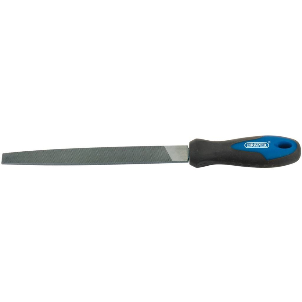 Engineer's Flat Second Cut File with Soft Grip Handle, 200mm