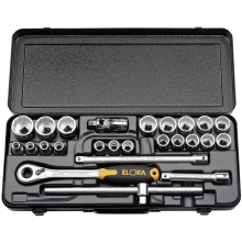 Elora Metric Socket Set, 1/2"" Sq. Dr. (25 Piece)