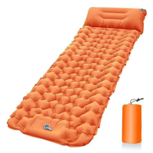 (Orange) Camping Sleeping Pad Thickness 3.9Inch Inflatable Waterproof Sleeping Mat with Built-in Pump