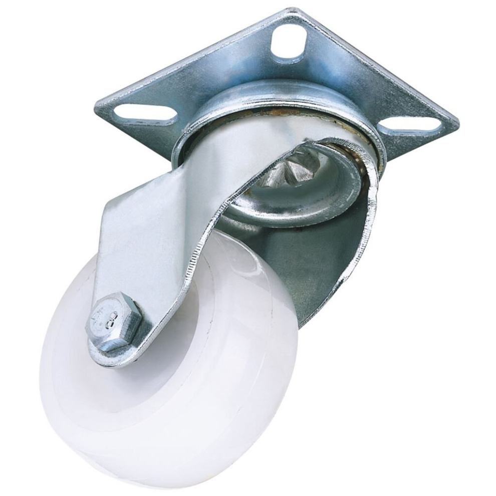 Swivel Plate Fixing Nylon Wheel, 75mm Diameter, S.W.L. 70kg