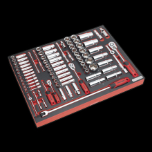 TBTP02 Sealey Premier Platinum Tool Tray with Socket Set 91pc - 1/4", 3/8" & 1/2" Sq Drive