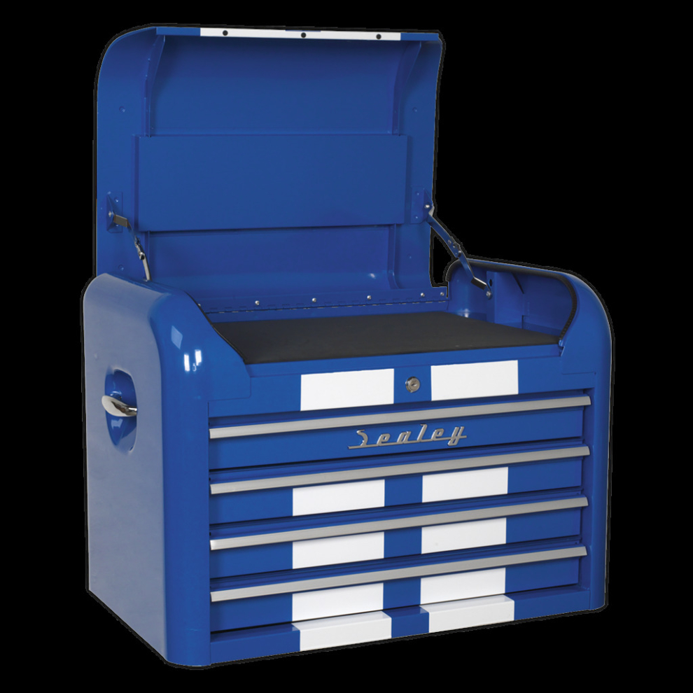 Sealey Topchest 4 Drawer Retro Style - Blue With White Stripes