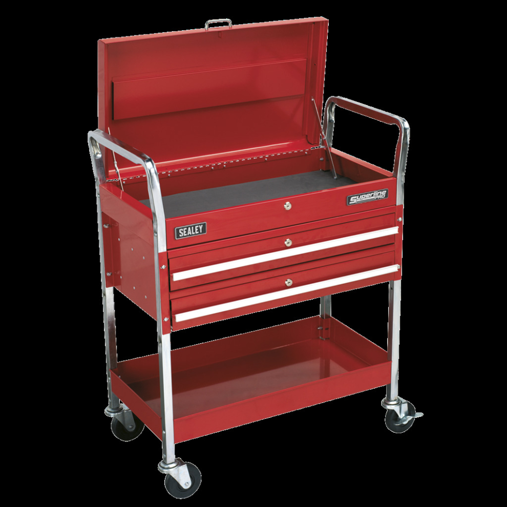 Trolley 2-Level Heavy-Duty with Lockable Top & 2 Drawers