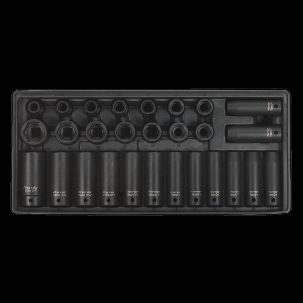 Tool Tray with Impact Socket Set 28pc 1/2"Sq Drive - Metric