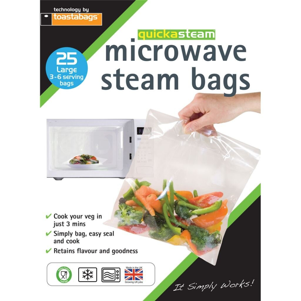 Toastabags Quickasteam Microwave Steam Bags - 25 Pack - Msb25lge