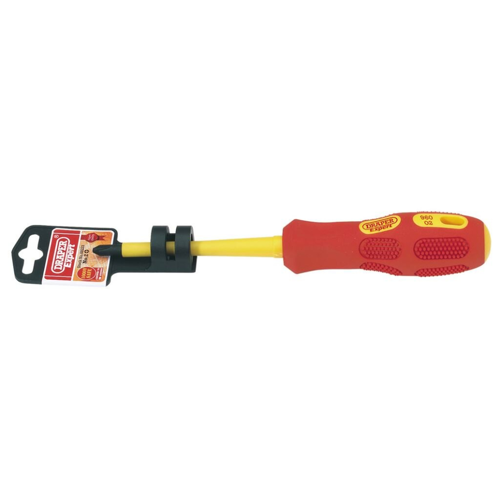 Draper Vde Approved Fully Insulated Cross Slot Screwdriver, No.2 X 100Mm (Display Packed)