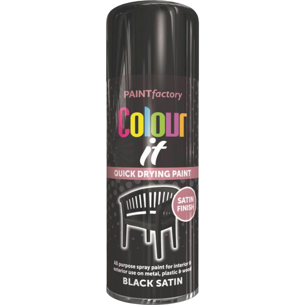 400ML Black Satin All Purpose Spray Paint for Wood Metal Plastic