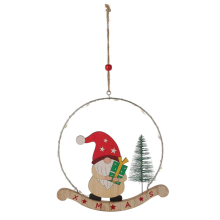 (Gnome - Cream) LED Christmas Wooden Hanging Pendant Decoration